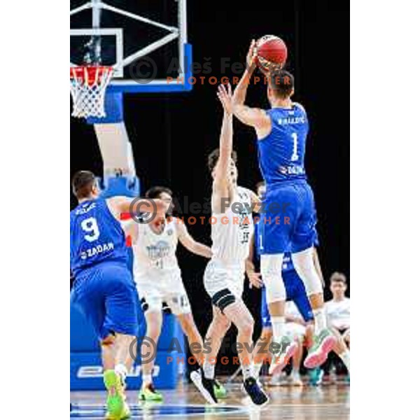 of Ilirija in action during AdmiralBet ABA League 2025/2026 basketball match between Ilirija and Zadar in Tivoli Hall, Ljubljana, Slovenia on October 12, 2025
