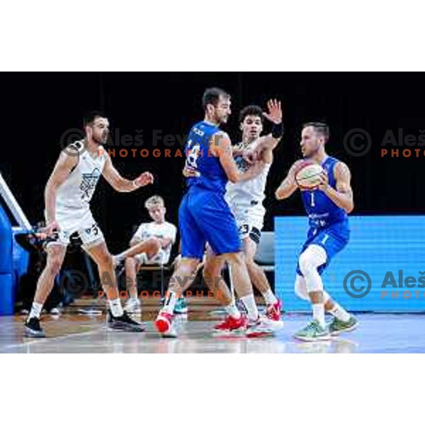 of Ilirija in action during AdmiralBet ABA League 2025/2026 basketball match between Ilirija and Zadar in Tivoli Hall, Ljubljana, Slovenia on October 12, 2025