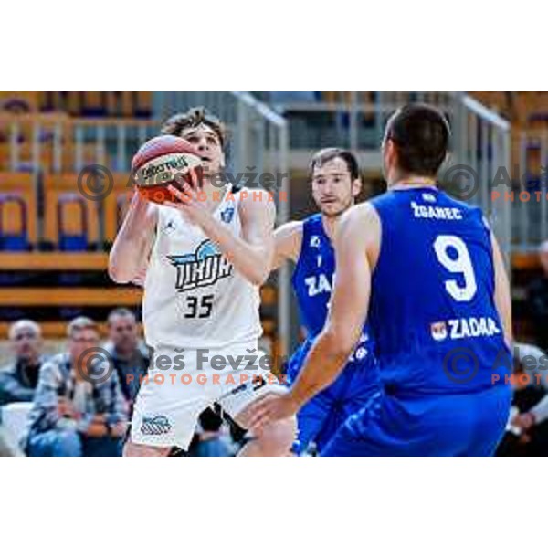 of Ilirija in action during AdmiralBet ABA League 2025/2026 basketball match between Ilirija and Zadar in Tivoli Hall, Ljubljana, Slovenia on October 12, 2025