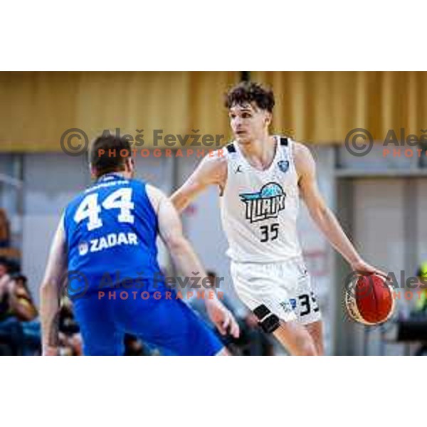 of Ilirija in action during AdmiralBet ABA League 2025/2026 basketball match between Ilirija and Zadar in Tivoli Hall, Ljubljana, Slovenia on October 12, 2025