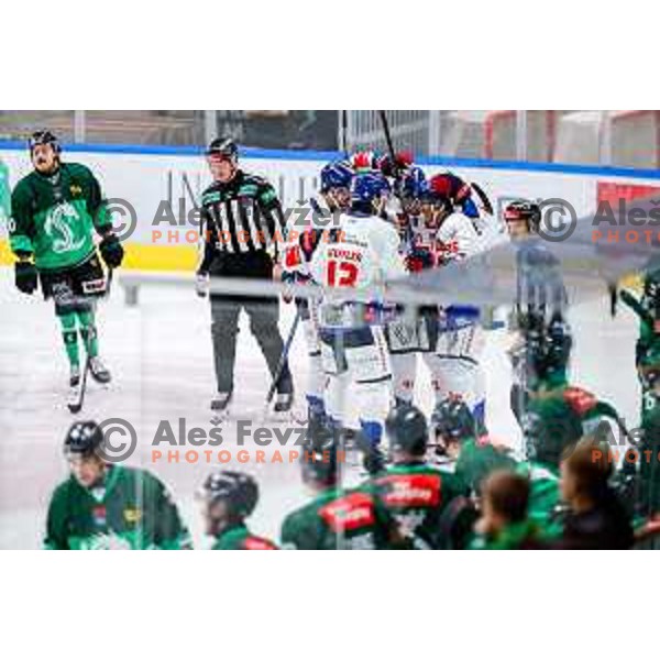 of SZ Olimpija in action during IceHL 2025/2026 ice-hockey match between SZ Olimpija and Tiwag Innsbruck in Tivoli Hall, Ljubljana, Slovenia on October 12, 2025