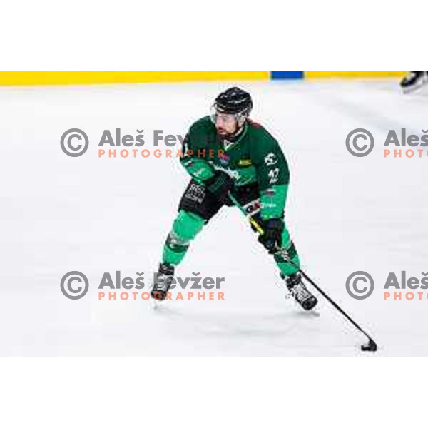 of SZ Olimpija in action during IceHL 2025/2026 ice-hockey match between SZ Olimpija and Tiwag Innsbruck in Tivoli Hall, Ljubljana, Slovenia on October 12, 2025