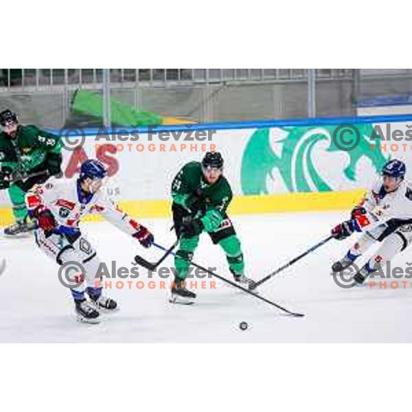 of SZ Olimpija in action during IceHL 2025/2026 ice-hockey match between SZ Olimpija and Tiwag Innsbruck in Tivoli Hall, Ljubljana, Slovenia on October 12, 2025