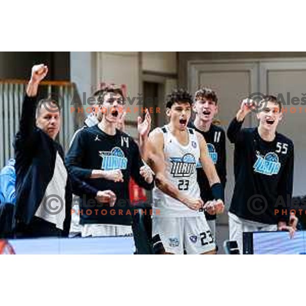 of Ilirija in action during AdmiralBet ABA League 2025/2026 basketball match between Ilirija and Zadar in Tivoli Hall, Ljubljana, Slovenia on October 12, 2025