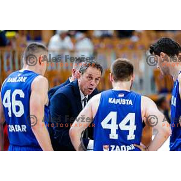 of Ilirija in action during AdmiralBet ABA League 2025/2026 basketball match between Ilirija and Zadar in Tivoli Hall, Ljubljana, Slovenia on October 12, 2025