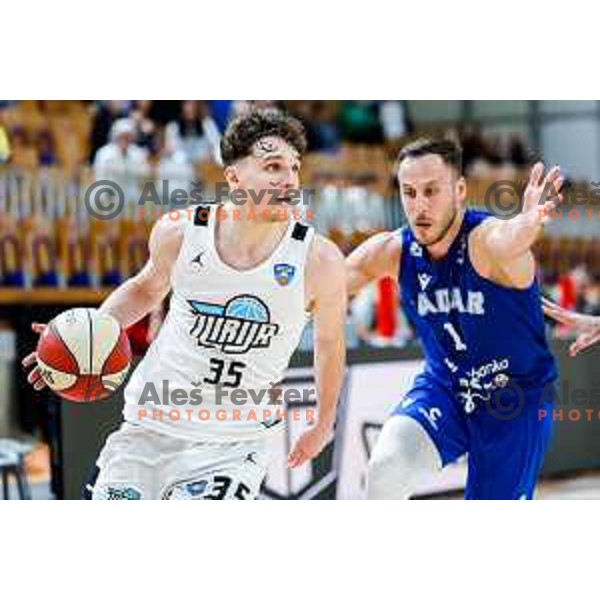 of Ilirija in action during AdmiralBet ABA League 2025/2026 basketball match between Ilirija and Zadar in Tivoli Hall, Ljubljana, Slovenia on October 12, 2025