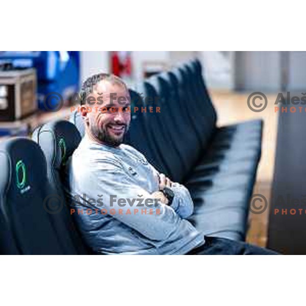 Head coach Uros Zorman during RK LL Grosist Slovan practice session in Tivoli Hall, Ljubljana, Slovenia on October 13, 2025