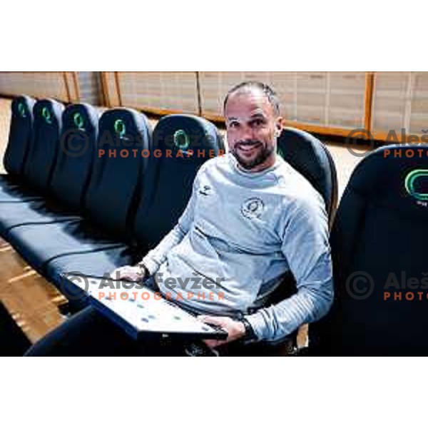 Head coach Uros Zorman during RK LL Grosist Slovan practice session in Tivoli Hall, Ljubljana, Slovenia on October 13, 2025