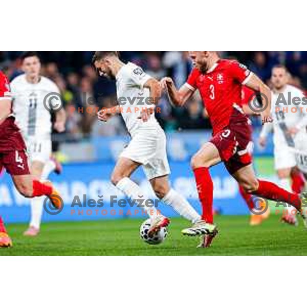Danijel Sturm in action during FIFA World Cup 2026 European Qualifiers match between Slovenia and Switzerland in SRC Stozice, Ljubljana, Slovenia on October 13, 2025
