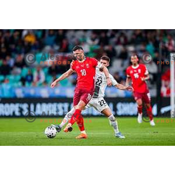 Granit Xhaka (SUI) during FIFA World Cup 2026 European Qualifiers match between Slovenia and Switzerland in SRC Stozice, Ljubljana, Slovenia on October 13, 2025