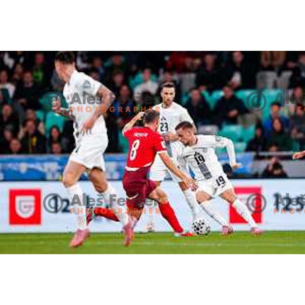 Tomi Horvat in action during FIFA World Cup 2026 European Qualifiers match between Slovenia and Switzerland in SRC Stozice, Ljubljana, Slovenia on October 13, 2025