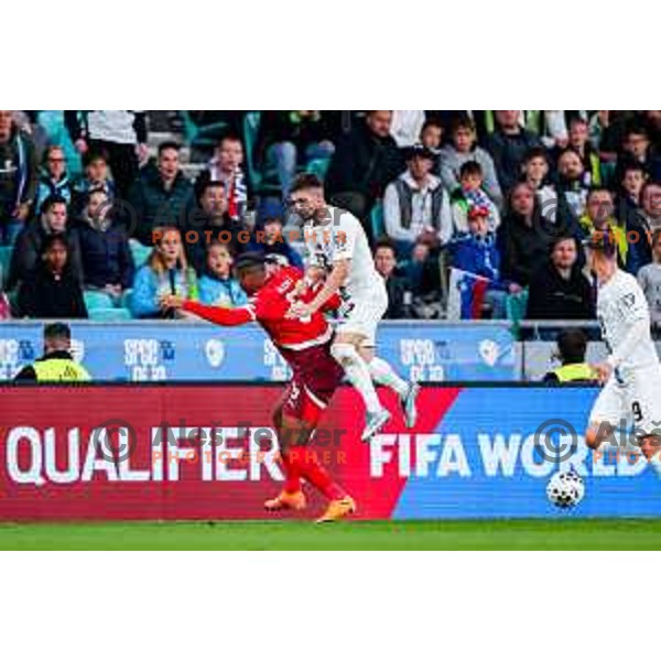 Adam Gnezda Cerin in action during FIFA World Cup 2026 European Qualifiers match between Slovenia and Switzerland in SRC Stozice, Ljubljana, Slovenia on October 13, 2025