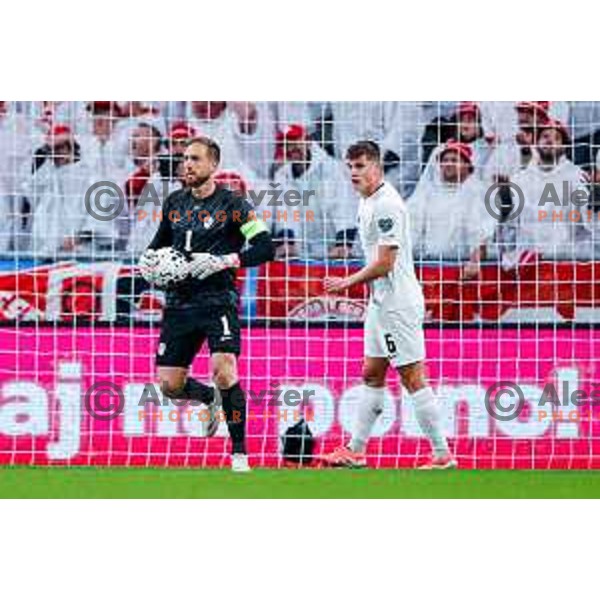 Jan Oblak and Jaka Bijol during FIFA World Cup 2026 European Qualifiers match between Slovenia and Switzerland in SRC Stozice, Ljubljana, Slovenia on October 13, 2025