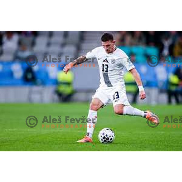 Erik Janza in action during FIFA World Cup 2026 European Qualifiers match between Slovenia and Switzerland in SRC Stozice, Ljubljana, Slovenia on October 13, 2025