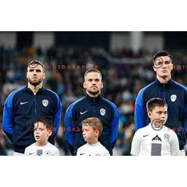 Danijel Sturm, Tomi Horvat and Benjamin Sesko during FIFA World Cup 2026 European Qualifiers match between Slovenia and Switzerland in SRC Stozice, Ljubljana, Slovenia on October 13, 2025
