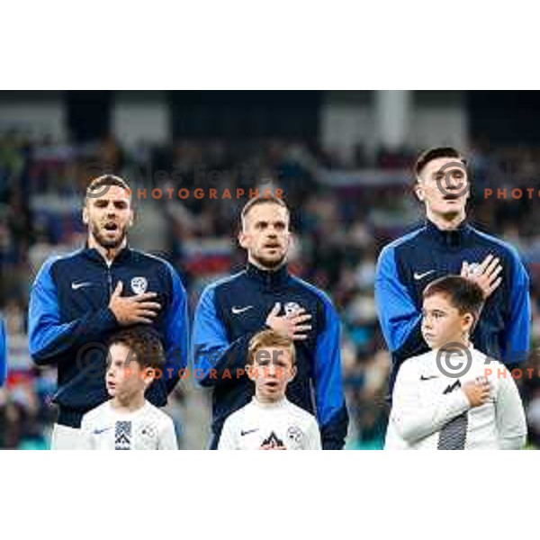 Danijel Sturm, Tomi Horvat and Benjamin Sesko during FIFA World Cup 2026 European Qualifiers match between Slovenia and Switzerland in SRC Stozice, Ljubljana, Slovenia on October 13, 2025