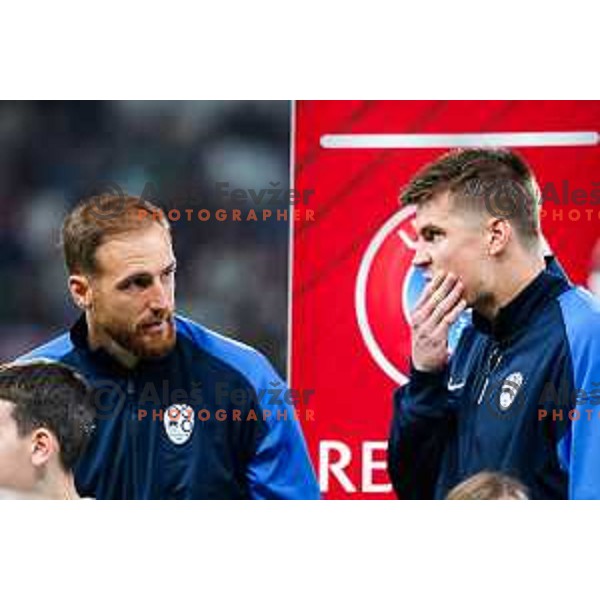 Jan Oblak and Jaka Bijol during FIFA World Cup 2026 European Qualifiers match between Slovenia and Switzerland in SRC Stozice, Ljubljana, Slovenia on October 13, 2025