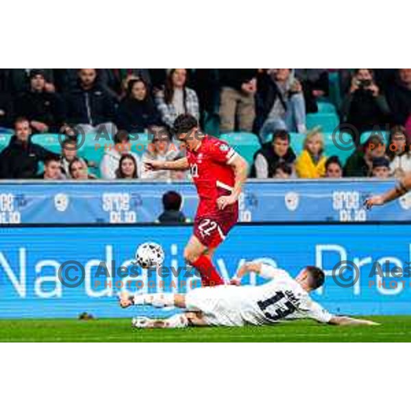 Erik Janza in action during FIFA World Cup 2026 European Qualifiers match between Slovenia and Switzerland in SRC Stozice, Ljubljana, Slovenia on October 13, 2025