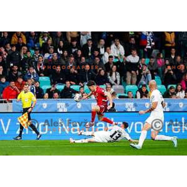 Erik Janza in action during FIFA World Cup 2026 European Qualifiers match between Slovenia and Switzerland in SRC Stozice, Ljubljana, Slovenia on October 13, 2025