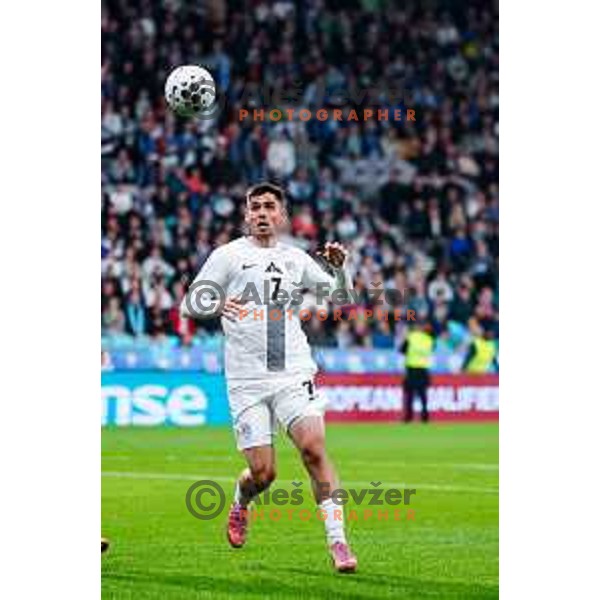 Svit Seslar in action during FIFA World Cup 2026 European Qualifiers match between Slovenia and Switzerland in SRC Stozice, Ljubljana, Slovenia on October 13, 2025