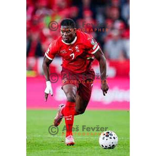Breel Embolo in action during FIFA World Cup 2026 European Qualifiers match between Slovenia and Switzerland in SRC Stozice, Ljubljana, Slovenia on October 13, 2025