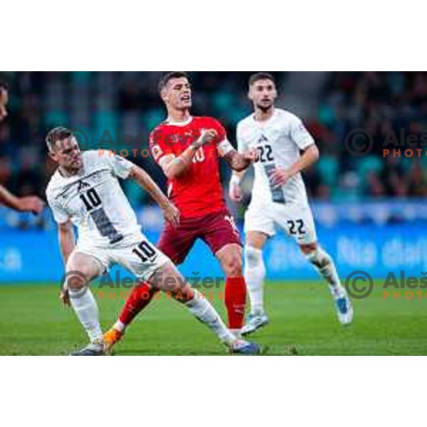 Timi Max Elsnik in action during FIFA World Cup 2026 European Qualifiers match between Slovenia and Switzerland in SRC Stozice, Ljubljana, Slovenia on October 13, 2025
