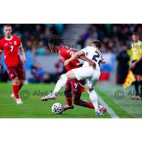 Adam Gnezda Cerin in action during FIFA World Cup 2026 European Qualifiers match between Slovenia and Switzerland in SRC Stozice, Ljubljana, Slovenia on October 13, 2025