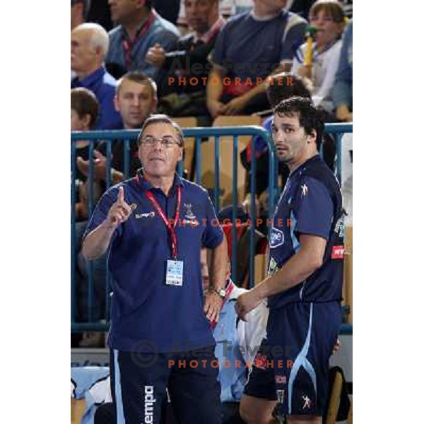 Miro Pozun and David Spiler at handball match Slovenia- Germany in Qualification for Euro 2010, played in Arena Zlatorog, Celje, Slovenia 2.11.2008. Germany won 27:26 