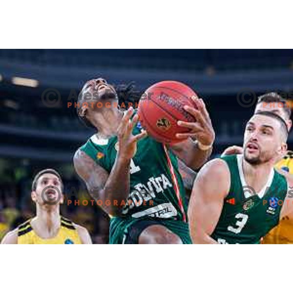 Umoja Gibson in action during BKT EuroCup 2025-2026 basketball match between Cedevita Olimpija (SLO) and Aris Thessaloniki Betsson (GRE) in SRC Stozice, Ljubljana, Slovenia on October 14, 2025