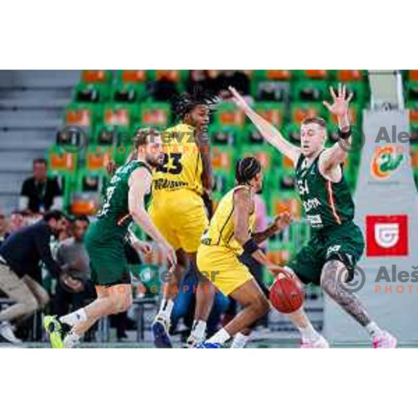 in action during BKT EuroCup 2025-2026 basketball match between Cedevita Olimpija (SLO) and Aris Thessaloniki Betsson (GRE) in SRC Stozice, Ljubljana, Slovenia on October 14, 2025