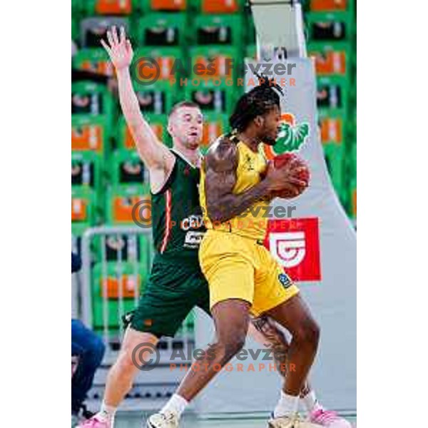 in action during BKT EuroCup 2025-2026 basketball match between Cedevita Olimpija (SLO) and Aris Thessaloniki Betsson (GRE) in SRC Stozice, Ljubljana, Slovenia on October 14, 2025