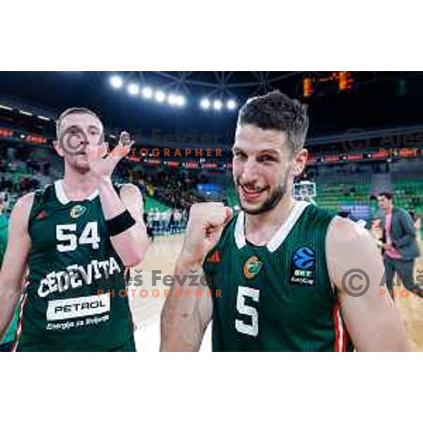 in action during BKT EuroCup 2025-2026 basketball match between Cedevita Olimpija (SLO) and Aris Thessaloniki Betsson (GRE) in SRC Stozice, Ljubljana, Slovenia on October 14, 2025