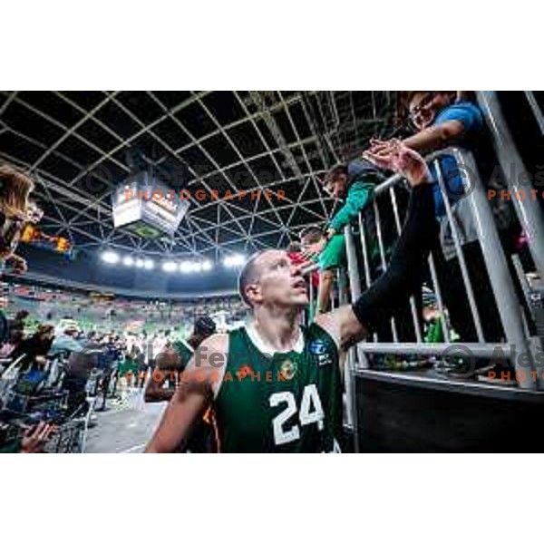 in action during BKT EuroCup 2025-2026 basketball match between Cedevita Olimpija (SLO) and Aris Thessaloniki Betsson (GRE) in SRC Stozice, Ljubljana, Slovenia on October 14, 2025