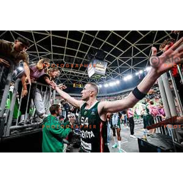 in action during BKT EuroCup 2025-2026 basketball match between Cedevita Olimpija (SLO) and Aris Thessaloniki Betsson (GRE) in SRC Stozice, Ljubljana, Slovenia on October 14, 2025