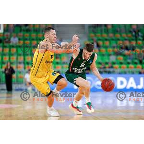 Aleksej Nikolić of KK Cedevita Olimpija in action during BKT EuroCup 2025-2026 basketball match between Cedevita Olimpija (SLO) and Aris Solun (GRC) in SRC Stozice, Ljubljana, Slovenia on October 14th, 2025