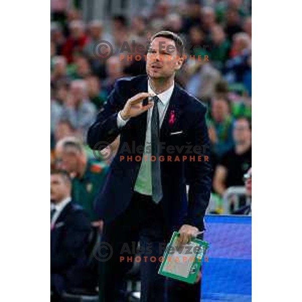 in action during BKT EuroCup 2025-2026 basketball match between Cedevita Olimpija (SLO) and Aris Solun (GRC) in SRC Stozice, Ljubljana, Slovenia on October 14th, 2025
