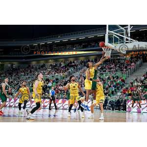 Umoja Gibson of KK Cedevita Olimpija in action during BKT EuroCup 2025-2026 basketball match between Cedevita Olimpija (SLO) and Aris Solun (GRC) in SRC Stozice, Ljubljana, Slovenia on October 14th, 2025