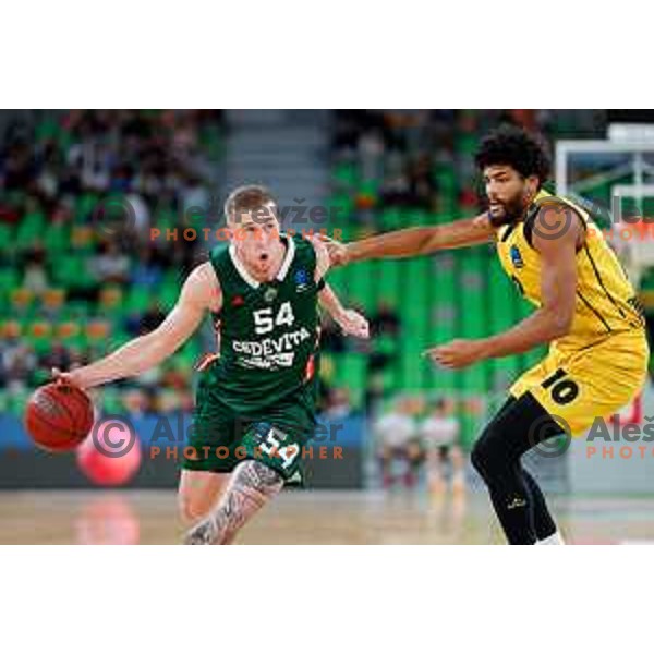 Tkomas Kennedy of KK Cedevita Olimpija in action during BKT EuroCup 2025-2026 basketball match between Cedevita Olimpija (SLO) and Aris Solun (GRC) in SRC Stozice, Ljubljana, Slovenia on October 14th, 2025