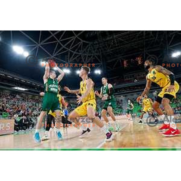 Joseph Girard III of KK Cedevita Olimpija in action during BKT EuroCup 2025-2026 basketball match between Cedevita Olimpija (SLO) and Aris Solun (GRC) in SRC Stozice, Ljubljana, Slovenia on October 14th, 2025
