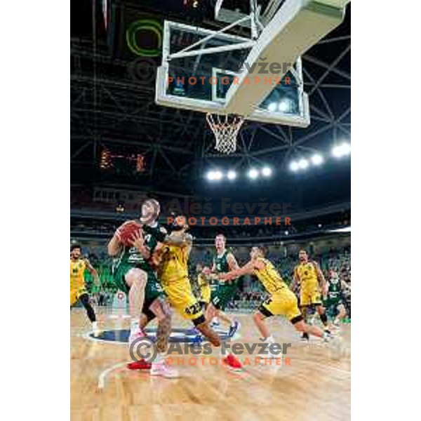 Tkomas Kennedy of KK Cedevita Olimpija in action during BKT EuroCup 2025-2026 basketball match between Cedevita Olimpija (SLO) and Aris Solun (GRC) in SRC Stozice, Ljubljana, Slovenia on October 14th, 2025
