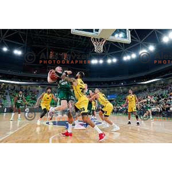 Tkomas Kennedy of KK Cedevita Olimpija in action during BKT EuroCup 2025-2026 basketball match between Cedevita Olimpija (SLO) and Aris Solun (GRC) in SRC Stozice, Ljubljana, Slovenia on October 14th, 2025