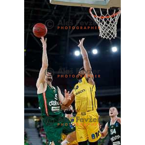 Aleksej Nikolić of KK Cedevita Olimpija in action during BKT EuroCup 2025-2026 basketball match between Cedevita Olimpija (SLO) and Aris Solun (GRC) in SRC Stozice, Ljubljana, Slovenia on October 14th, 2025