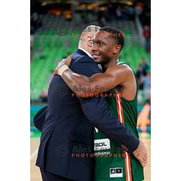 Umoja Gibson of KK Cedevita Olimpija in action during BKT EuroCup 2025-2026 basketball match between Cedevita Olimpija (SLO) and Aris Solun (GRC) in SRC Stozice, Ljubljana, Slovenia on October 14th, 2025