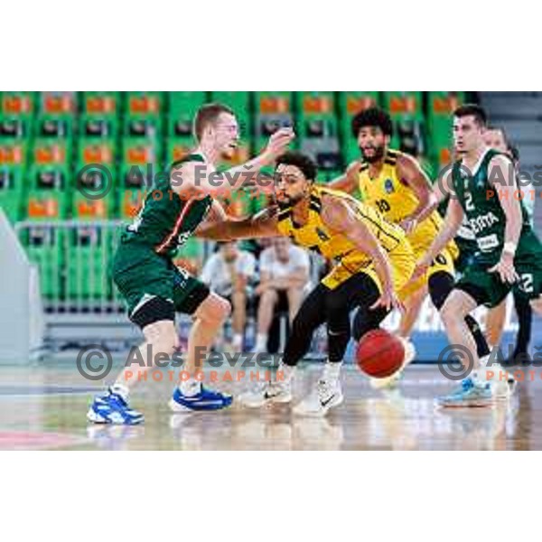 in action during BKT EuroCup 2025-2026 basketball match between Cedevita Olimpija (SLO) and Aris Thessaloniki Betsson (GRE) in SRC Stozice, Ljubljana, Slovenia on October 14, 2025