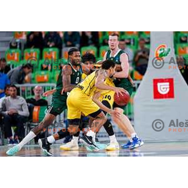 in action during BKT EuroCup 2025-2026 basketball match between Cedevita Olimpija (SLO) and Aris Thessaloniki Betsson (GRE) in SRC Stozice, Ljubljana, Slovenia on October 14, 2025