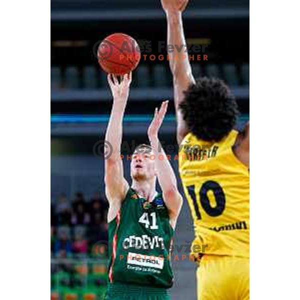 in action during BKT EuroCup 2025-2026 basketball match between Cedevita Olimpija (SLO) and Aris Thessaloniki Betsson (GRE) in SRC Stozice, Ljubljana, Slovenia on October 14, 2025