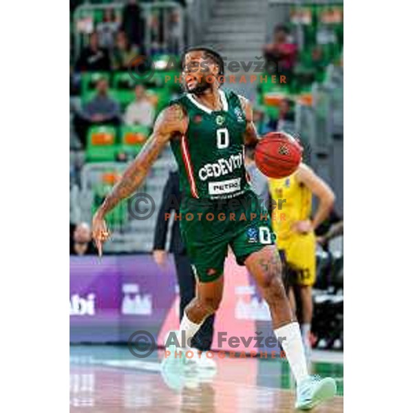 in action during BKT EuroCup 2025-2026 basketball match between Cedevita Olimpija (SLO) and Aris Thessaloniki Betsson (GRE) in SRC Stozice, Ljubljana, Slovenia on October 14, 2025