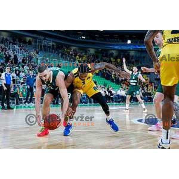 in action during BKT EuroCup 2025-2026 basketball match between Cedevita Olimpija (SLO) and Aris Thessaloniki Betsson (GRE) in SRC Stozice, Ljubljana, Slovenia on October 14, 2025