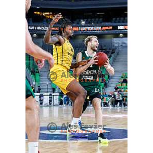 in action during BKT EuroCup 2025-2026 basketball match between Cedevita Olimpija (SLO) and Aris Thessaloniki Betsson (GRE) in SRC Stozice, Ljubljana, Slovenia on October 14, 2025