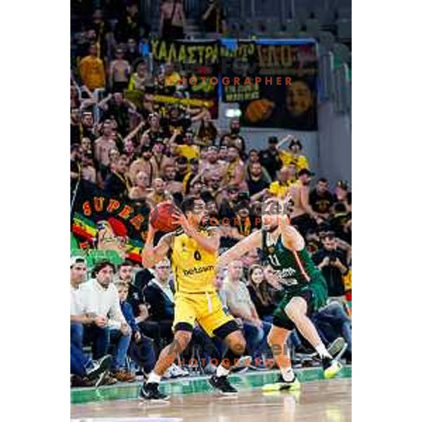 in action during BKT EuroCup 2025-2026 basketball match between Cedevita Olimpija (SLO) and Aris Thessaloniki Betsson (GRE) in SRC Stozice, Ljubljana, Slovenia on October 14, 2025